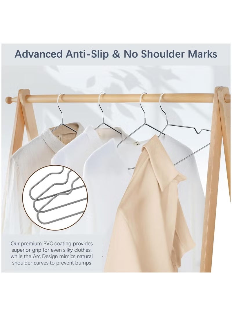 ZAYVA 100-Piece Non-Slip Hanger Set, Heavy Duty & Space Saving for Clothes - Grey - Image 3